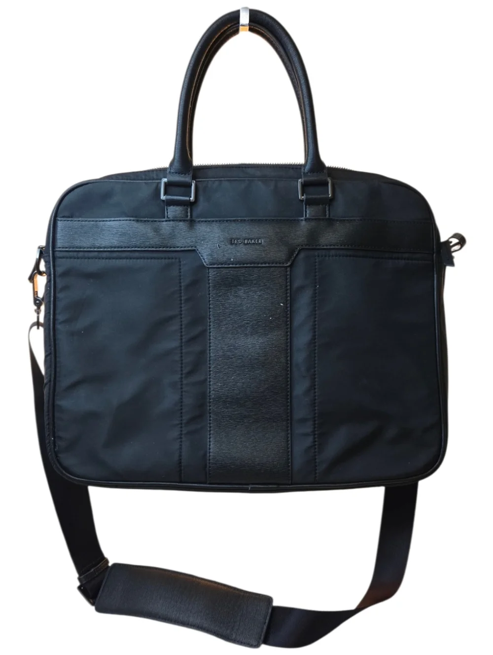Ted Baker Men's Belgraves Laptop Bag Navy Nylon and Leather Laptop Briefcase